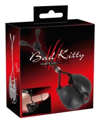 Чёрное эрекционное лассо с подхватом мошонки Bad Kitty