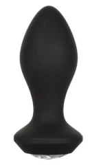 Чёрная анальная пробка с вибрацией и кристаллом Power Gem Vibrating Crystal Probe - 10,75 см.
