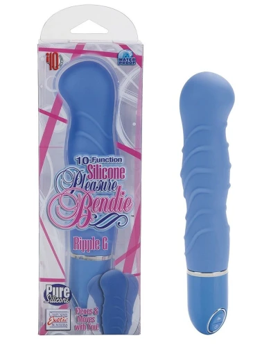 Голубой гнущийся вибратор Silicone Pleasure Bendie Ripple G's - 17,3 см.